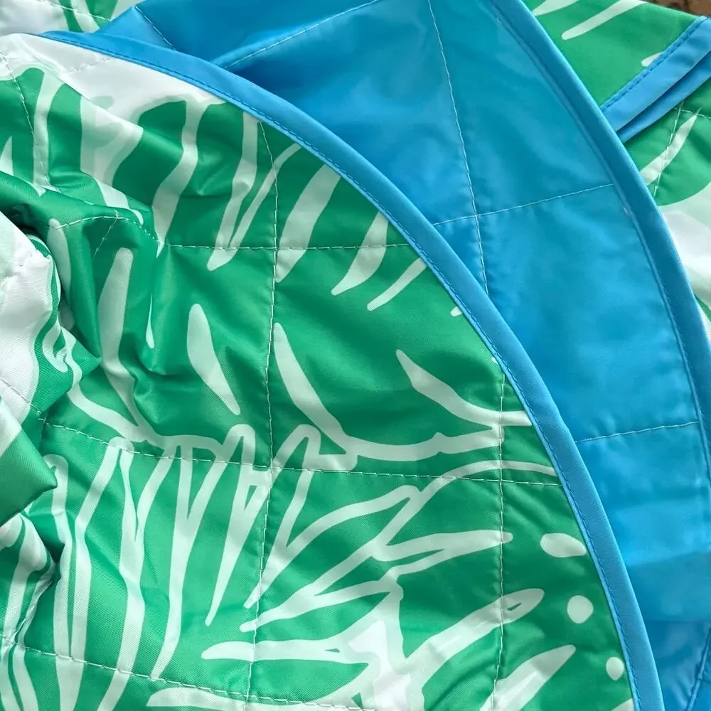 IKEA STRANDON White & Green Picnic Blanket Oval 44